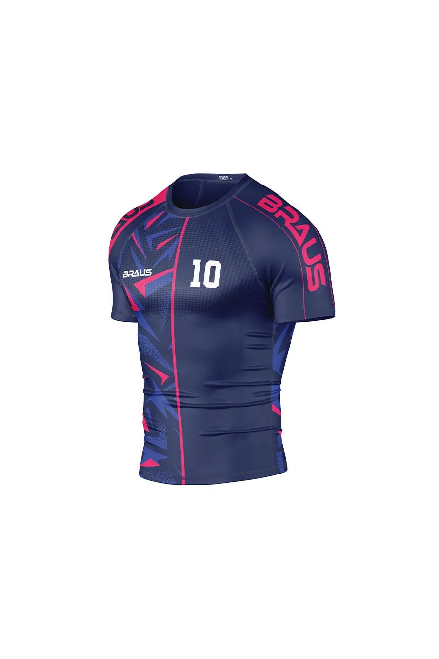 10 Years No Gi Rash Guard Short Sleeve Navy Pink