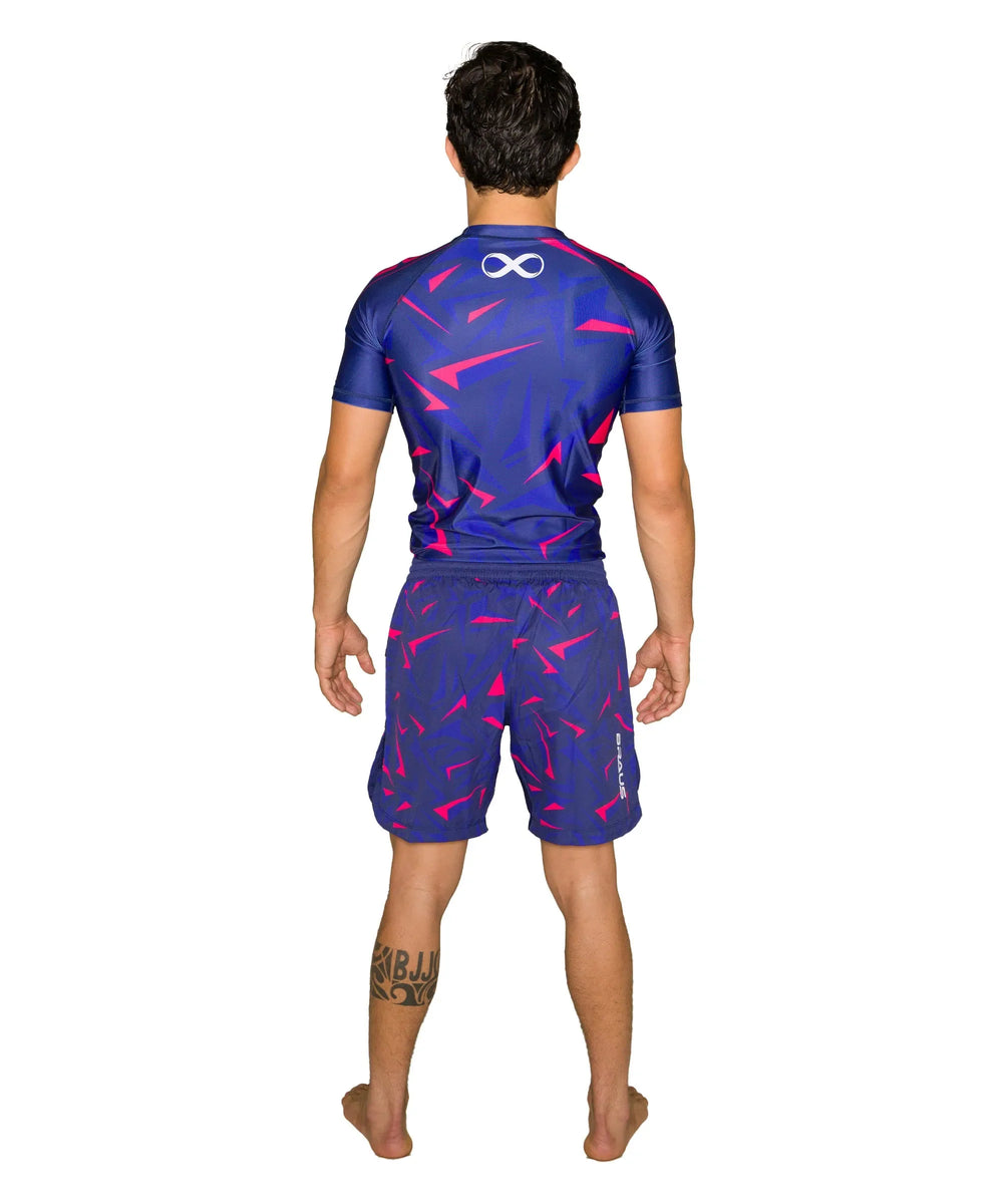 10 Years No Gi Rash Guard Short Sleeve Navy Pink