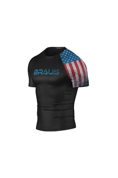 USA Flag No Gi Rash Guard Short Sleeve