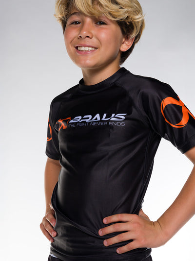 Ranked Kids Rash Guard Short Sleeve No Gi Black