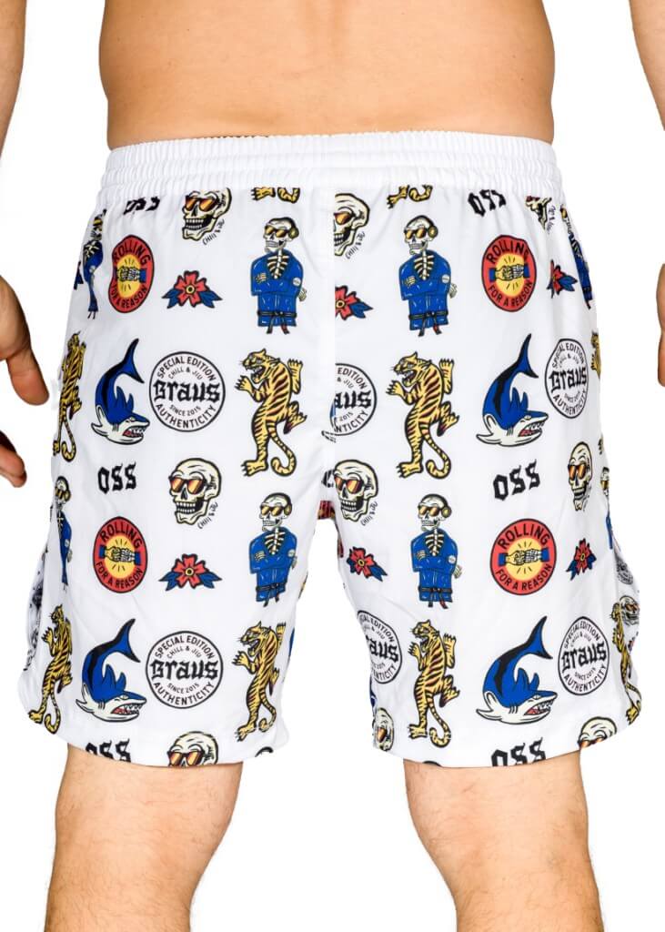 Braus Fight Chill and Jiu No Gi Fight Shorts White
