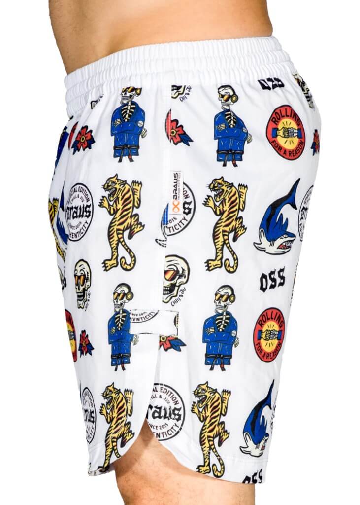 Braus Fight Chill and Jiu No Gi Fight Shorts White