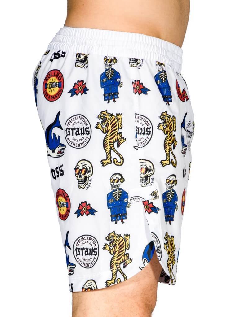 Braus Fight Chill and Jiu No Gi Fight Shorts White
