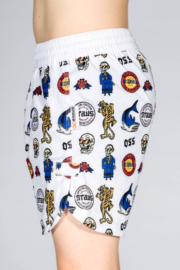 Braus Fight Chill and Jiu No Gi Fight Shorts White